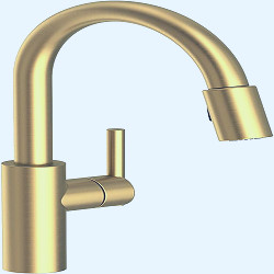 Newport Brass 1500-5103/04 Satin Brass (PVD) East Linear Kitchen Faucet  with Metal Lever Handle and Pull-down Spray - Touch On Kitchen Sink Faucets  - Amazon.com
